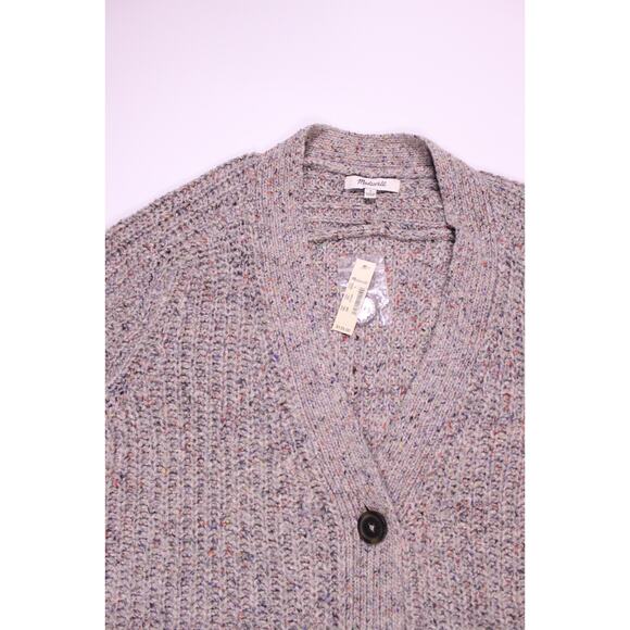 Madewell cardigan sweater gray with rainbow specks colorfleck grandpa sz S NWT - Picture 2 of 4